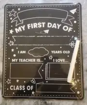NEW My First / Last Day Of School Chalkboard Double Sided Sign 12 in X 10 in