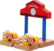 Boys Toys Train Station Platform Kit Wooden Kids Educational Toy Set DIY Children's Model Station Accessory