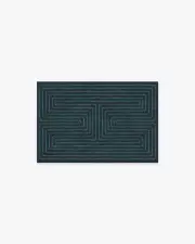 60' x 90' | Machine Washable Runner Rug | Kid & Pet Friendly | Indoor Rug | Jonathan Adler Labyrinth Navy & Teal Rug | Ruggable