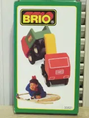 NEW Vintage 1990 Brio Wooden Railway Train TWO TRUCK SET #33521