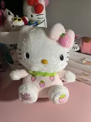 New Sanrio Cute Hello Kitty Strawberry Pink Outfit Plush 12”