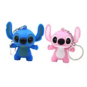 2pcs Stitch Cartoon Modeling Keychain LED Flashlight Key Ring Handbag Bag
