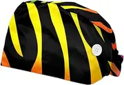 [WOSHJIUK] Working Hat 2 Pack Scrub Caps for Women,Rainbow Zebra Stripe,Tie Back Cap Adjustable Scrub Hat