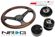 NRG 330mm BR Wood BK S Steering Wheel 1.5" DP w/130H Hub Gen2 Release BK Lock LB (for: Honda)