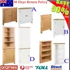 Solid Oak Wood Side Corner Cabinet Storage Shelf Stand Display Unit Brown/White