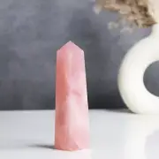 5Pcs Set Large Rose Quartz Crystal Tower 4 Faceted Obelisk Point Crystal Gift