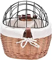 Basket, Willow Front Woven Basket, Detachable Dog Carrier With Wire Mesh, Cat Basket, Detachable Pet Carrier, Pet Carrier Front Basket For Dogs, Puppies And Cats