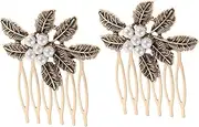VALICLUD 2pcs Vintage Leaf Hair Combs Retro Floral Hair Pins for Women Elegant Wedding Accessories for Brides and Bridesmaids