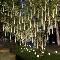 在飛比找樂天市場購物網優惠-LED太陽能流星雨燈樹燈庭院裝飾彩燈 戶外防水貼片流星雨流水