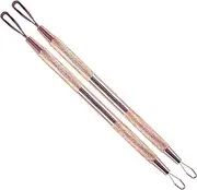 2 Professional Stainless Steel Blackhead Remover Blemish Extractor Tool – Acne Skin Nose Face Tzone Whitehead Zit Pimple Popper Comedone Pustule Removal Double Ended 2 in 1 Nonslip
