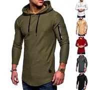 Men's T shirt Tee Long Sleeve Shirt Hooded Long Sleeve Sports Outdoor Vacation Going out Casual Daily Soft Plain Black White Activewear Fashion Sport