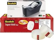 Scotch Tape Dispenser Value Pack with Scotch Super-Hold Tape, Black Dispenser, 1 in Core, 11 Packs (700K10C18BLK)