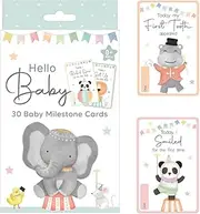 Navoys 28 Baby Milestone Cards, Keep Your Baby Record Books from Birth, Scrapbook Precious Moments and Never Forget Babies First Milestones, Baby First Year Jungle Themed Memory Cards