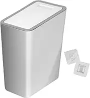 ＫＬＫＣＭＳ Hanging Trash Can Press Type Wastebasket Slim Garbage Can, Garbage Container Bin for Office, Laundry Room Home Garage Toilet, White, Large