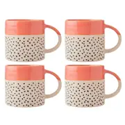 4PK Mikasa 390ml Wax Resist Orange Glaze Coffee Mug Cup Stoneware Drinkware