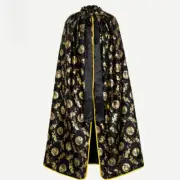 Unisex Fancy Satin Cape Cloak Coat Jacket Dragon Buddha Dress Party Hallowmas