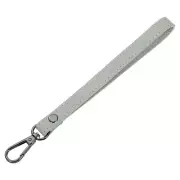 Leather Wristlet Strap for Purse, Clutch, Wallet(Silver Leather, Black Clasp)