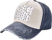 [YANYU] Girly Pink Perfume Bottle and Poodle Print Fashion Washed Distressed Baseball Cap Vintage Adjustable Hat with Classic Brim, Navy Blue, One Size