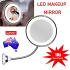 Flexible Gooseneck 10x Magnifying Makeup Mirror with LED Lighted 360° Swivel