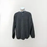 NWT Bill Blass Men's Henley Knit Sweater Gray L Pullover Vintage USA