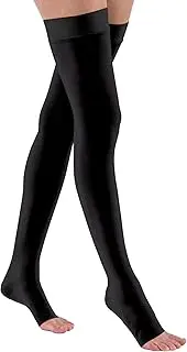 JOBST Relief Thigh High Open Toe Compression Stockings, Unisex, Extra Firm Legware with Silicone Band for Easy Donning, 20-30 mmHg, Black, Small, Black, Small (1 Pair)