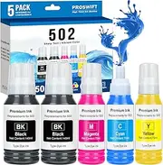 T502 502 Ink Refill Bottles Combo Pack Remanufactured for Epson 502 Ink Bottles for EcoTank ET-3850 ET-2850 ET-4850 ET-15000 ET-3760 Printer (5 Bottles, 2BK,CMY)