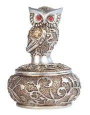 George S. Chen Imports SS-G-54365, 4 Inch Silver and Bronze Owl with Red Gems...