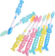 UTHCLO 32pcs Toothbrush with Soft Bristles Cartoon Animal Designs Suction Cup Base for Travel and Daily Oral Care Encouraging Healthy Brushing Habits