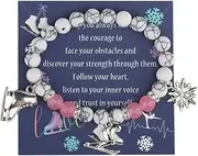 [MAOFAED] Ski Gift Ski Lover Gift Trust In Yourself Ski Bracelet Gemstone Bead Healing Bracelet For Her Skiers Gift