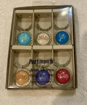 Pier 1 Imports Drink Charms Wine Glass Decor Set of 6 New