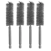 4 Piece 5/8 Stainless Steel Wire Brush Set for Power Drill Cleaning Hex Shank
