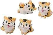 Cabilock 4Pcs Cute Tiger Year Doll Adornment Cartoon Tiger Ornament for Home Car Office Decor Fine Workmanship Easy Maintenance