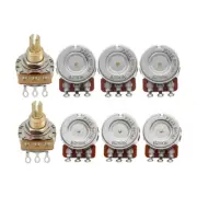 FLEOR 4 A250K & 4 B250K Pots Guitar Potentiometers Full Size Brass Long Shaft