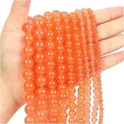[Niviora] ZBSS Natural Stone Beads Watermelon Red Chalcedony Charm Round Loose Beads for Jewelry Making Needlework DIY Bracelet Strand 4-12 MM 0913 (Color : H8146, Item Diameter : 4mm About 92 pcs)
