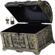 HONMEET Kids Pirate Treasure Chest Vintage Chest With Lock Key Plastic Jewelry Box Case For Hunting Games Teacher Favorite Small Box Prizes