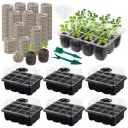 6 Pack 12-Cells Seed Starter Tray Kit with Humidity Dome and Base, Germinatio...