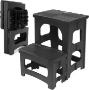 Folding 2-Step Stool for Adults Kids Non-Slip Collapsible Portable Step Stool fo