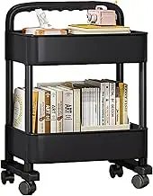 Multipurpose Trolley, Portable Folding Bookcase with Wheels, Moveable Multi-Purpose Trolley, Multi-Tier Storage Trolley, Height Adjustable Book Cart for Home Library