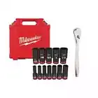 Milwaukee SAE Impact Socket Set 1/2" Drive Low Profile w/ Correct-Case (13-Pcs)