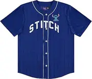 [Disney] Mens Lilo and Stitch Baseball Jersey - Mens Classic Lilo and Stitch Mesh Button Down Jersey Lilo and Stitch Shirt