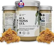 HAPPY FOX Organic Sea Moss Gel Made from Real Seamoss & Alpine Mineral Water. Pure Wildcrafted Sea Moss, Small Batch Made & Approved by Dr Sebi Sea Moss Gel. Shelf Stable, 8 fl oz.
