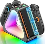 Tokluck Switch 2 Controller Charging Dock Station Compatible with Nintendo Switch 2, Joycon 2 Charger Dock with Charging Cable, Fast Charger Stand with Ambient Light, Nintendo Switch 2 Accessories