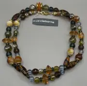 Liz Claiborne Women’s Necklace Gold Tone Multicolor Glass Lucite 33”