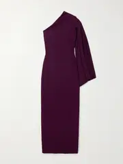 [Solace London] Solace London - Elisa One-sleeve Crepe Gown - Purple - UK 10 UK 10 Purple