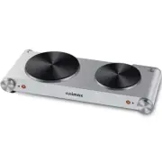 Portable 1800-Watt 2-Burner 7.4 In. Silver Electric Hot Plate