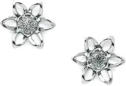 [JewelryWeb] 14k White Gold CZ Simulated Diamond Flower Screw Back Earrings 10x11mm Stud Earring for Women
