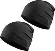 [GSHLLO] 2 Pcs Breathable Running Skull Caps Thin Bicycle Cycling Hats Sport Slouchy Beanie Elastic Helmet Liner Caps Soft Hiking Hats