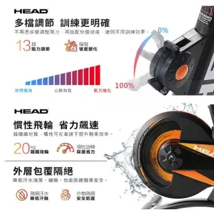 【HEAD】H796 後驅磁控飛輪車(20KG鑄鐵飛輪/6顆強力磁石/飛輪健身車/室內單車)