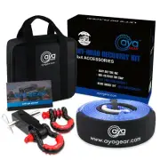 AYA Gear Recovery Kit 3"x20'Tow Strap+2"Shackle Hitch Receiver+3/4Shackles(2pcs)