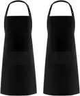 2 Pack Adjustable Bib Apron Waterdrop Resistant with 2 Pockets Cooking Kitchen